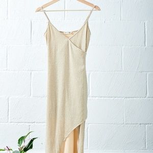Assymetric Champagne Colored / Gold Glitter Party Dress